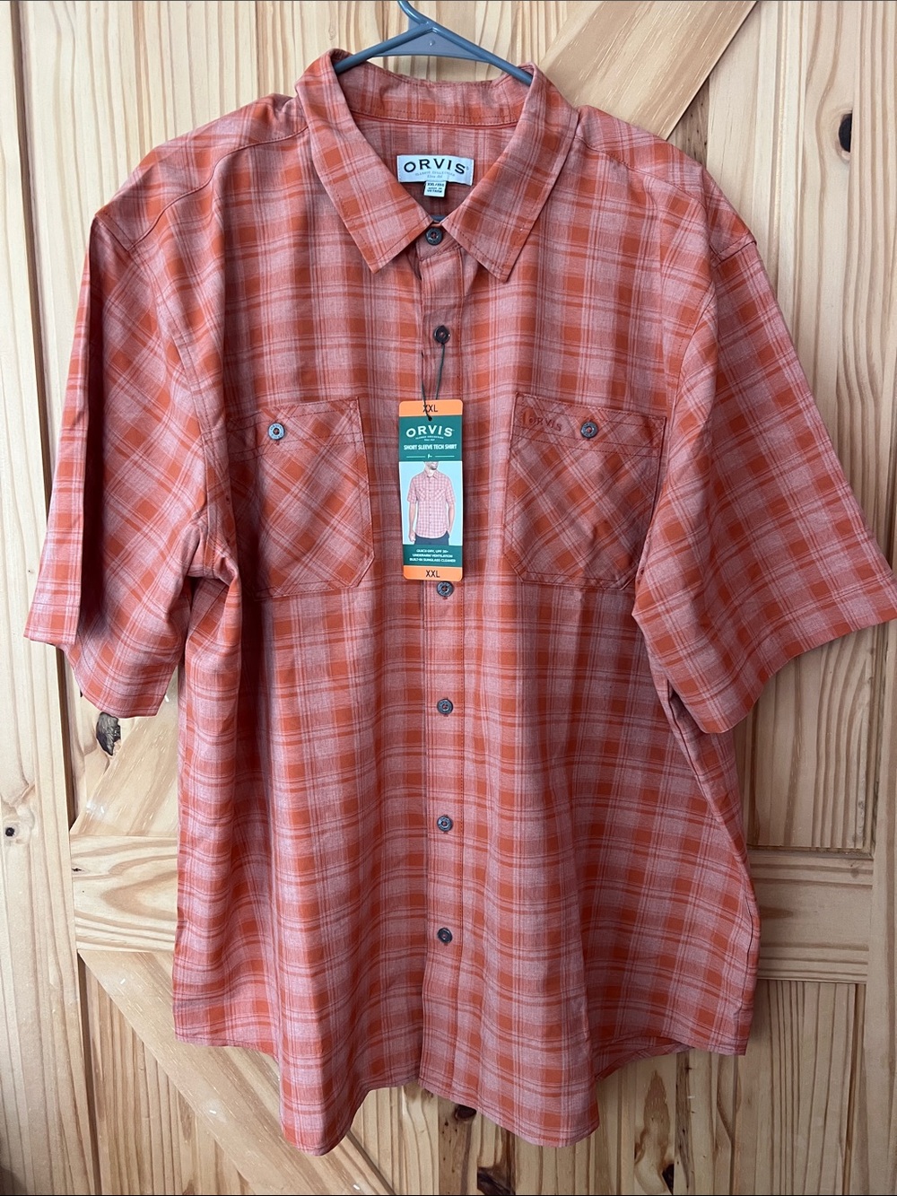 Orvis Orange Plaid Short-Sleeve Button-Down Shirt